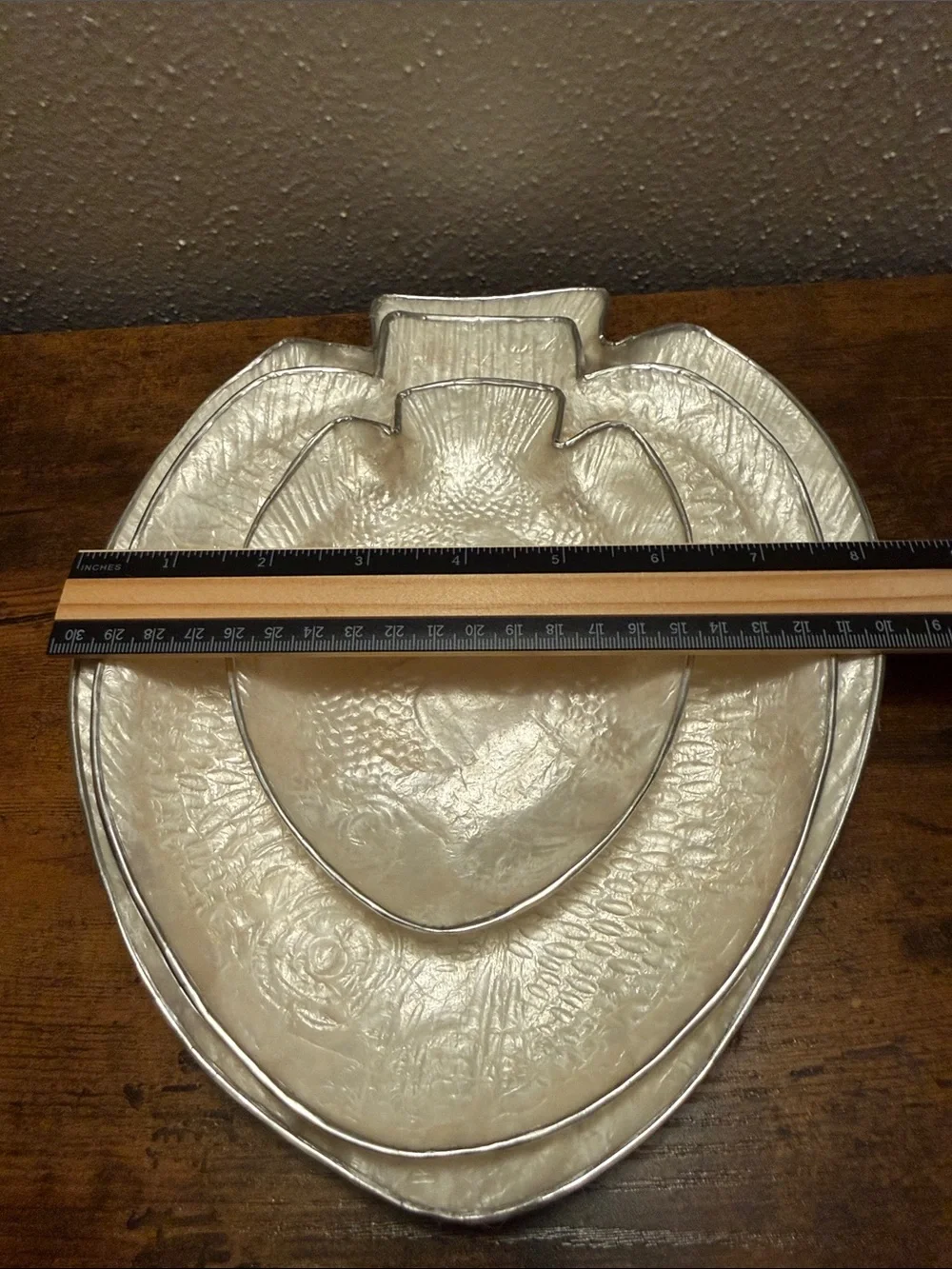 Vintage mother-of-pearl Fish-Shaped Dishes Set of 3 in Silver-White Finish